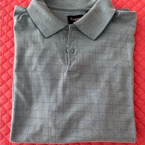 Haggar Men's Subtle Checkered Polo in Light Gray